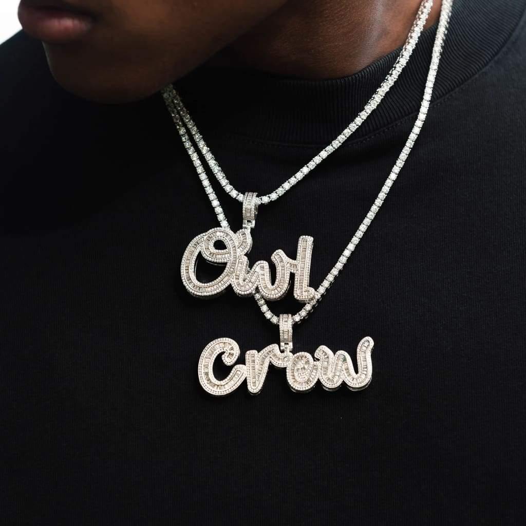 3D Baguette Script Custom Pendant