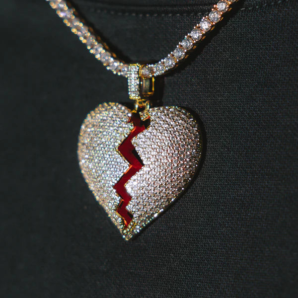 Iced Broken Heart Pendant - Palm Jewellers