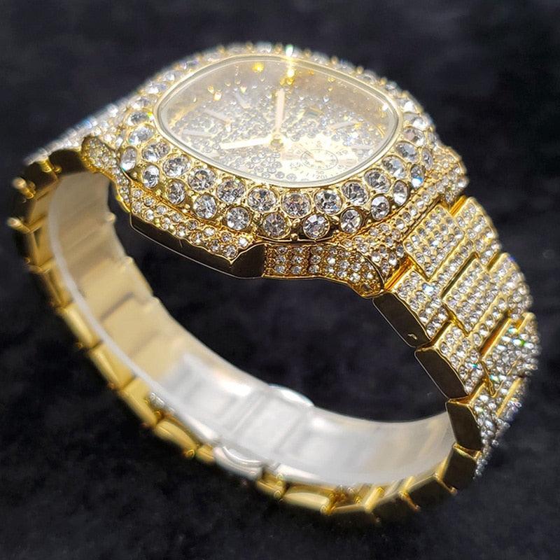 Iced Out Nautical Watch - Yellow Gold - Palm Jewellers