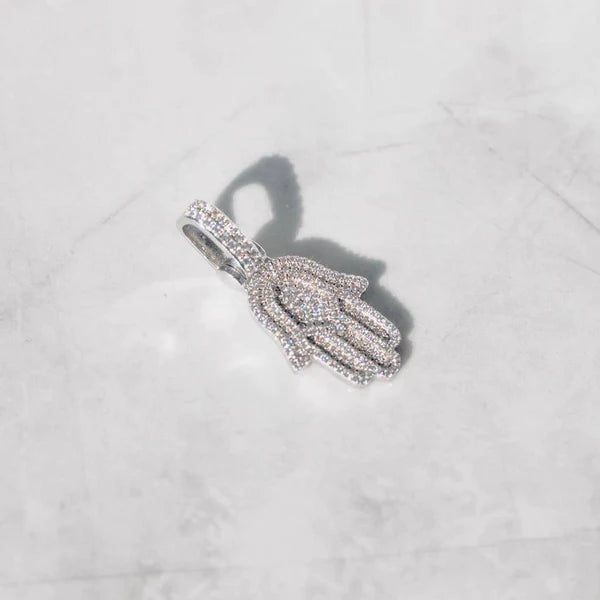 Iced Hamsa Hand Pendant - Palm Jewellers