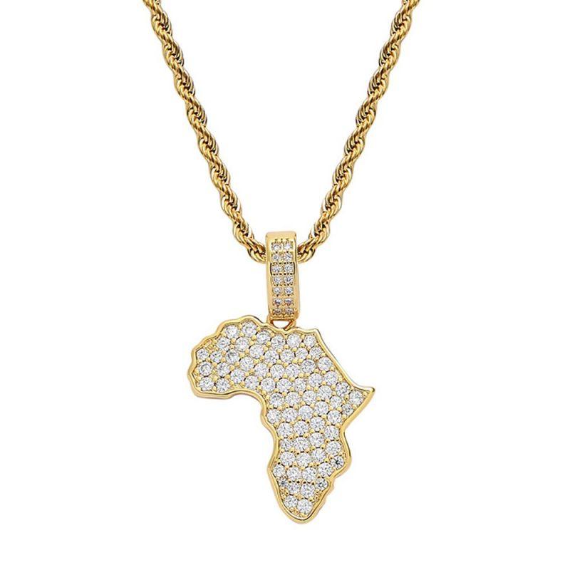 Iced Africa Map Pendant - Palm Jewellers