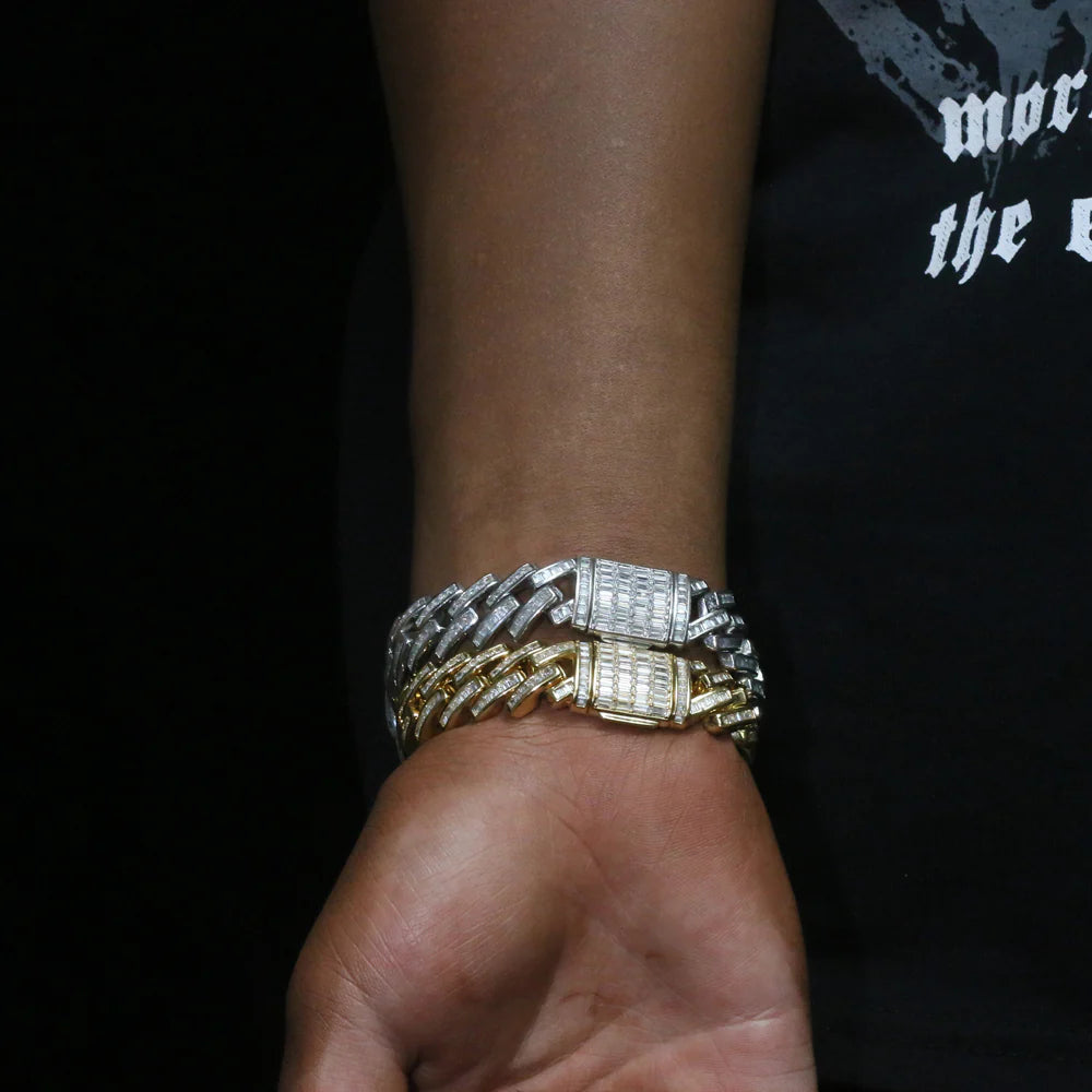 11mm Baguette Prong Cuban Bracelet - Palm Jewellers