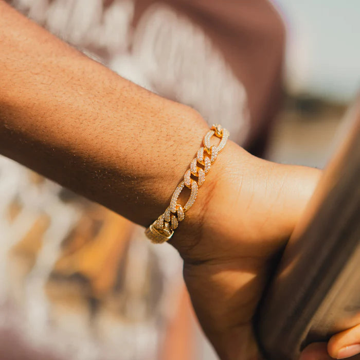 8mm Iced Figaro Bracelet - Palm Jewellers