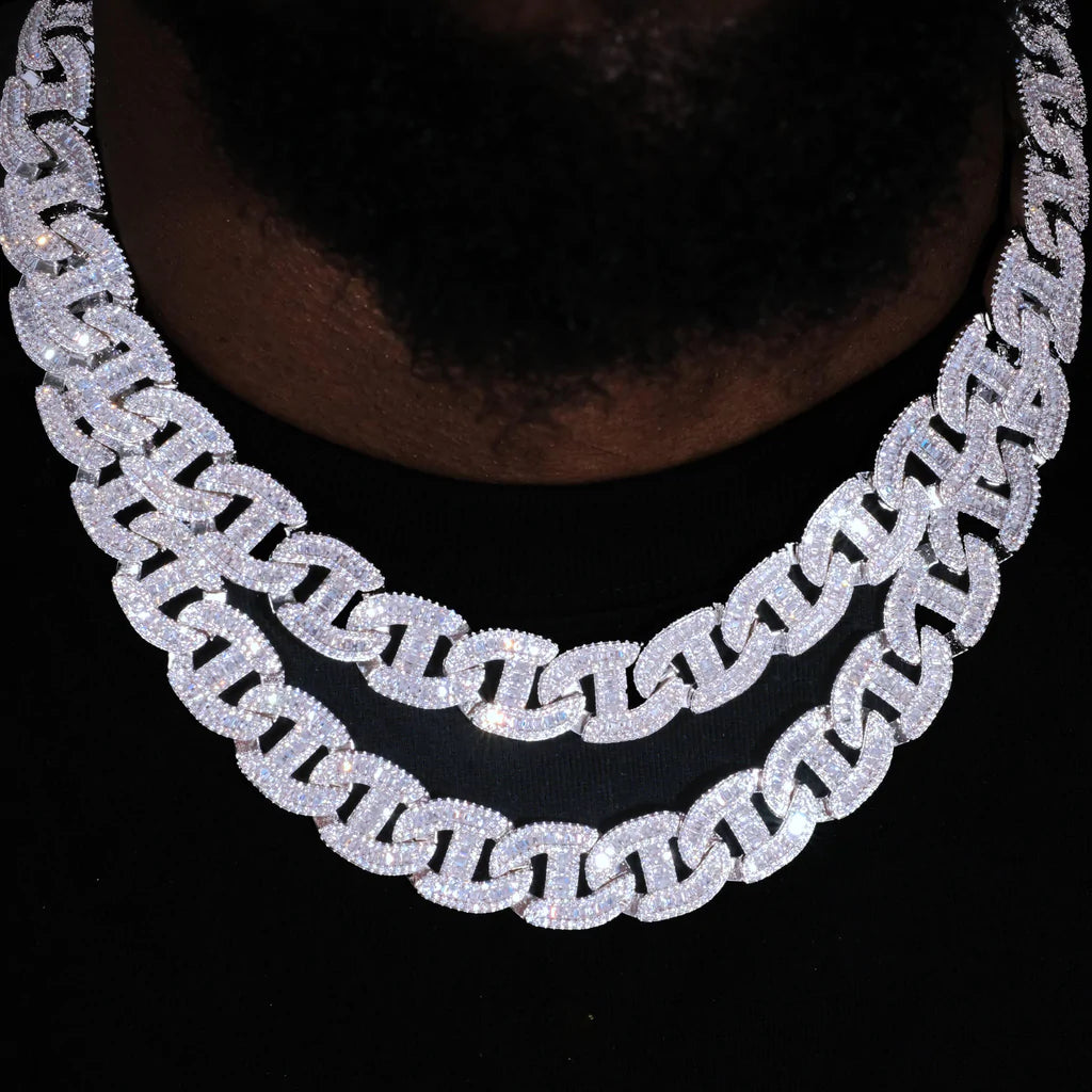 16mm Baguette Chain Link Necklace - Palm Jewellers