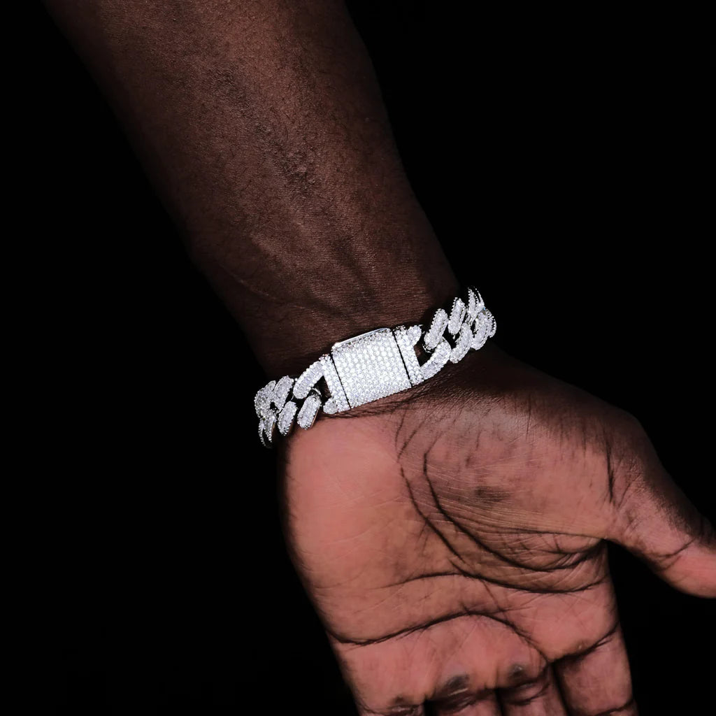 15mm Baguette Cuban Bracelet - Palm Jewellers