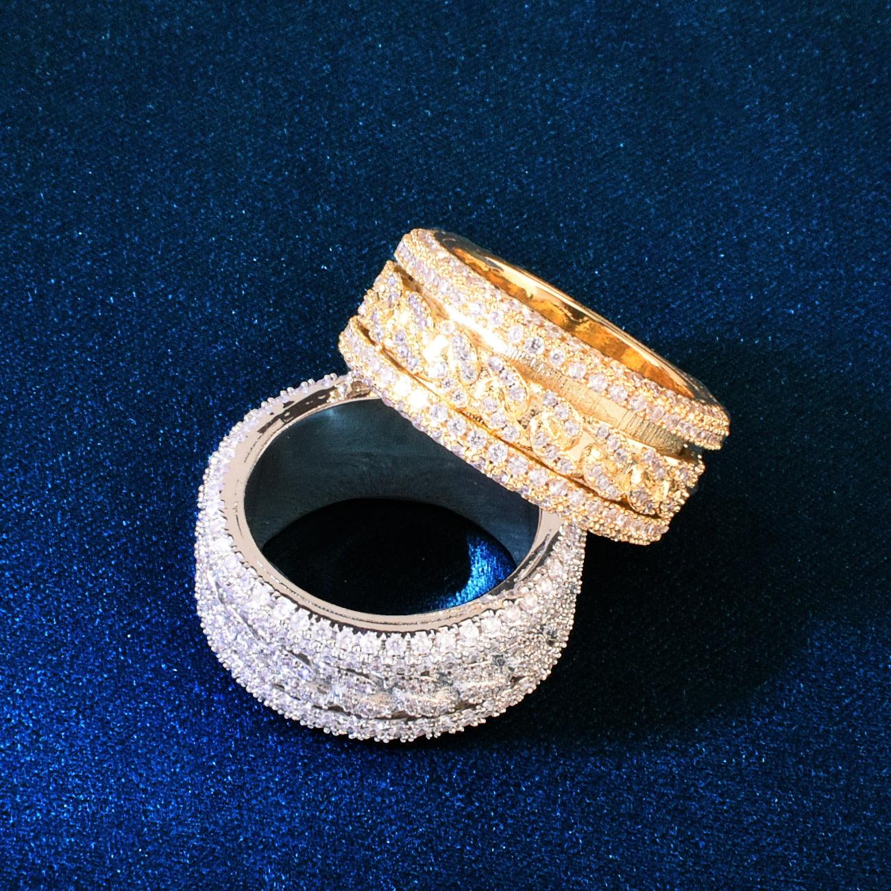 Clustered Spinning Iced Band Ring - Palm Jewellers