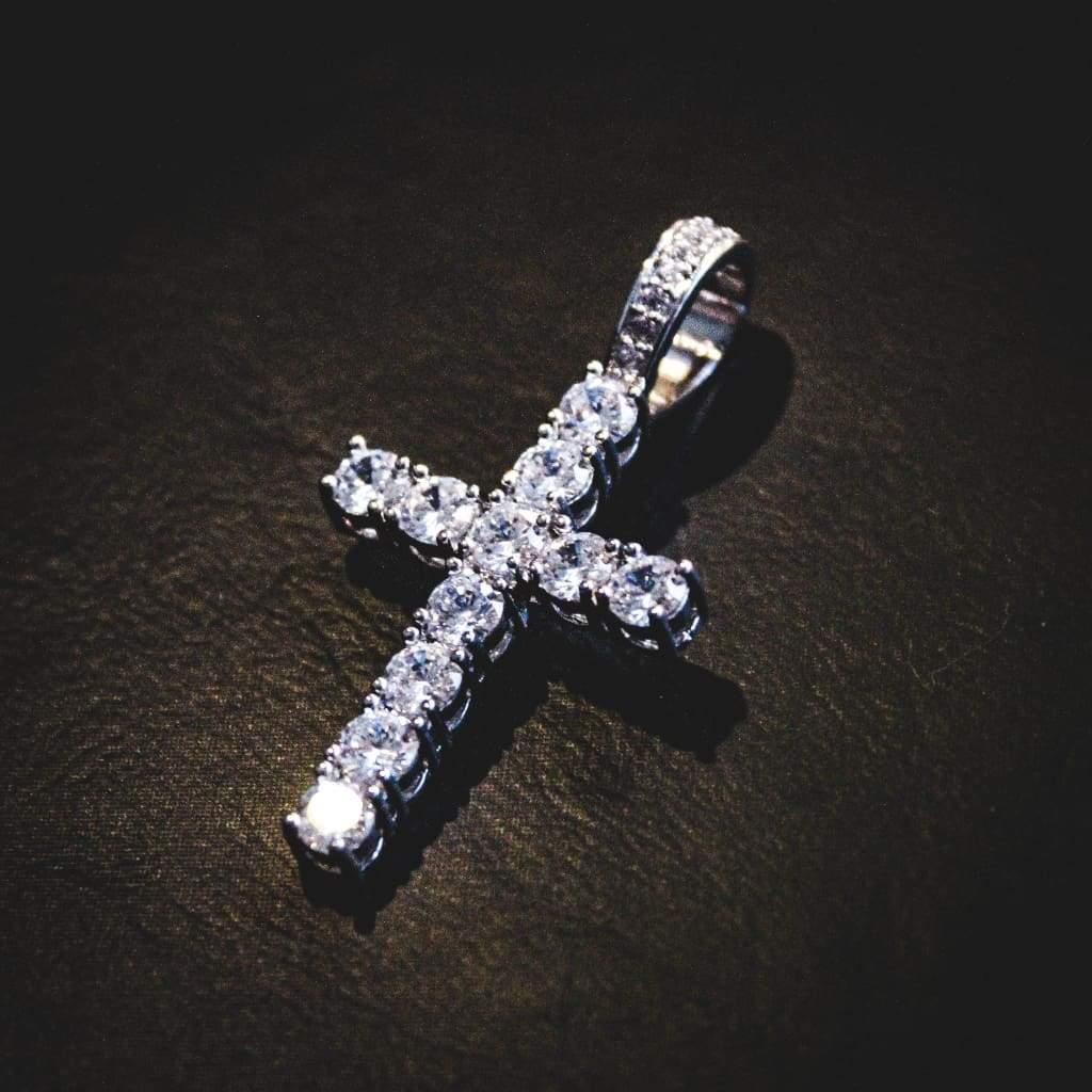 Iced Out Cross Pendant w/ 4mm Tennis Chain - Palm Jewellers