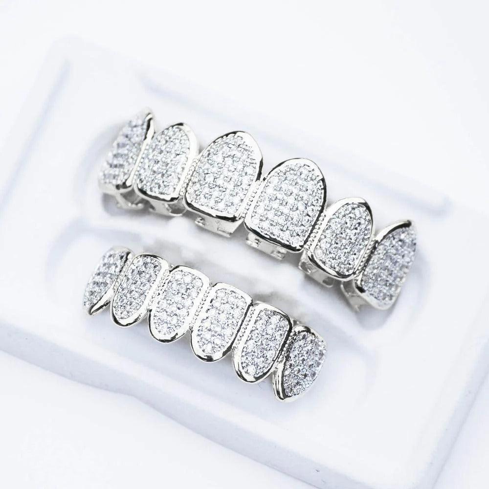 Iced Out Diamond Grillz - White Gold - Palm Jewellers