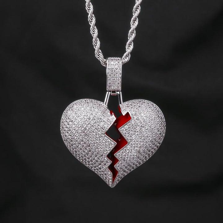 Iced Broken Heart Pedant - Palm Jewellers