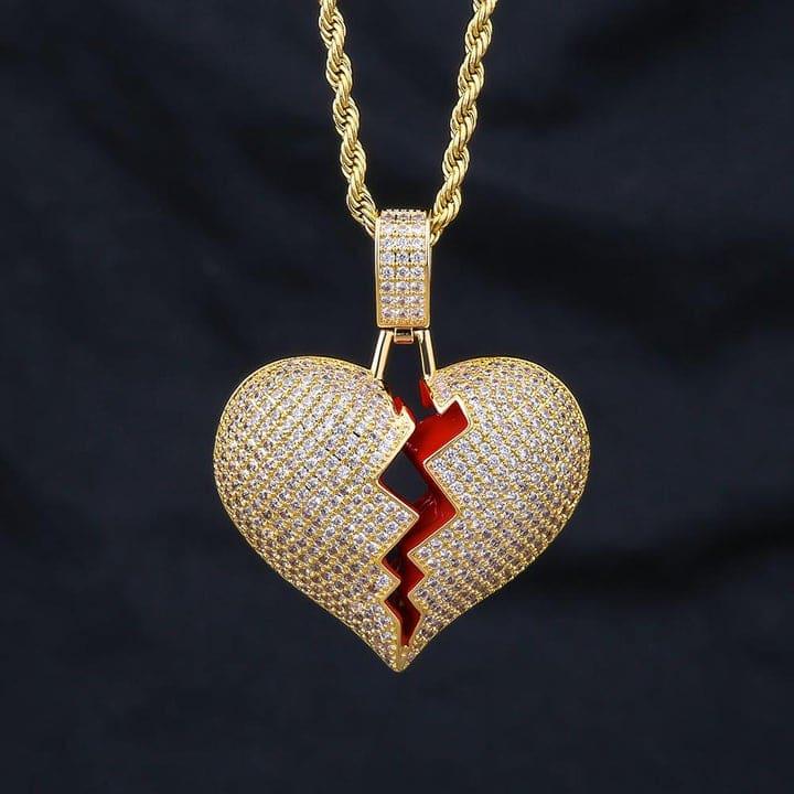 Iced Broken Heart Pedant - Palm Jewellers