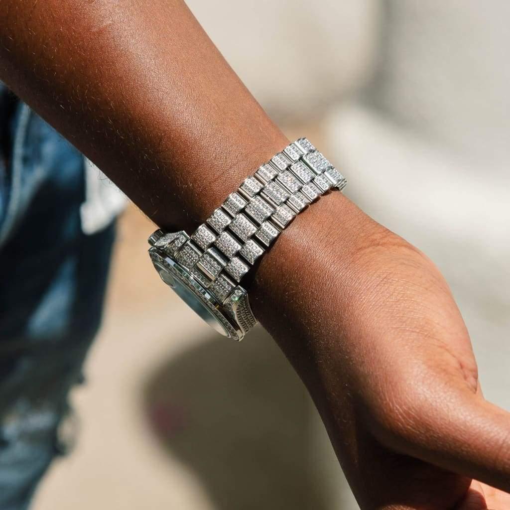 Iced Out Presidential Watch In White Gold - Palm Jewellers