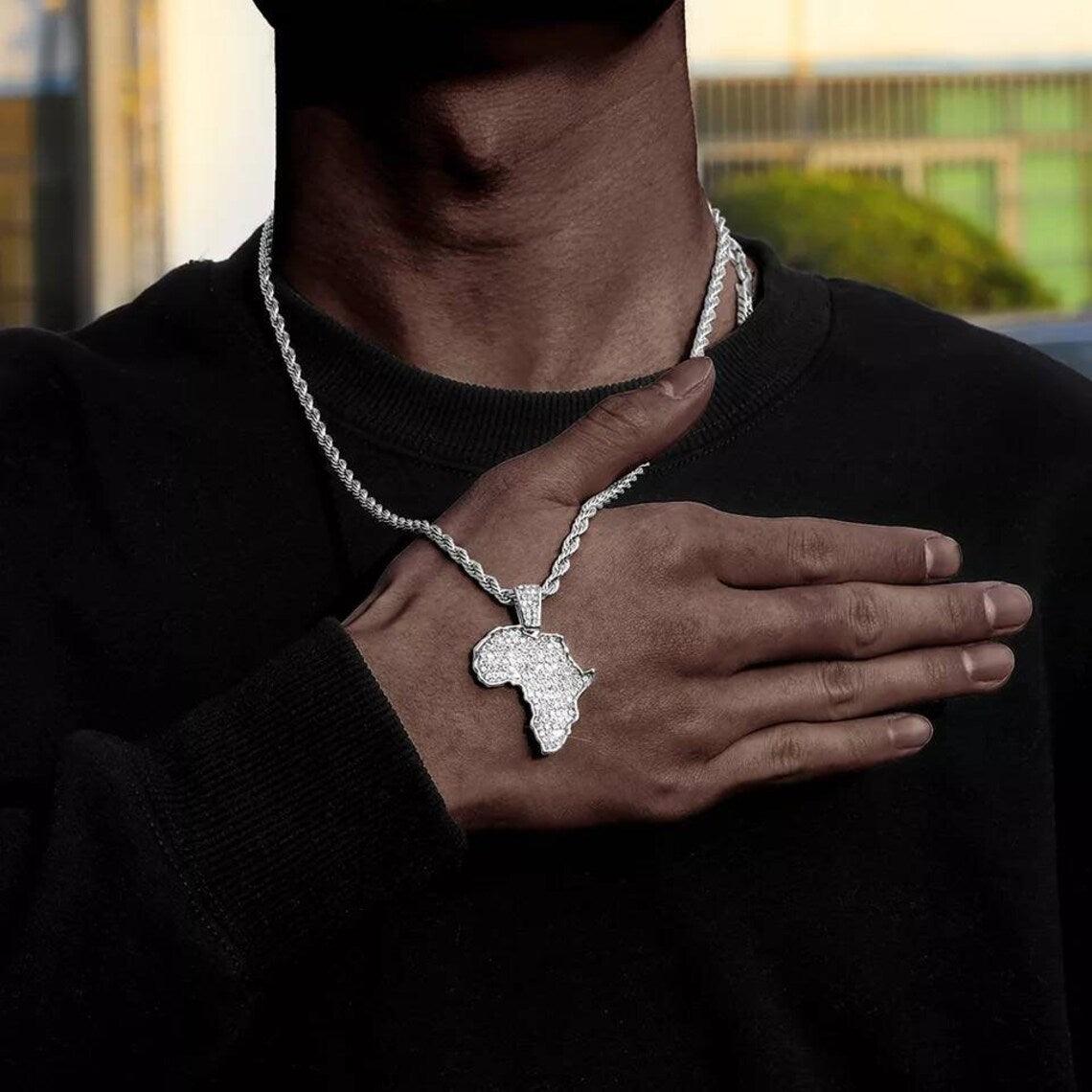 Iced Africa Map Pendant - Palm Jewellers