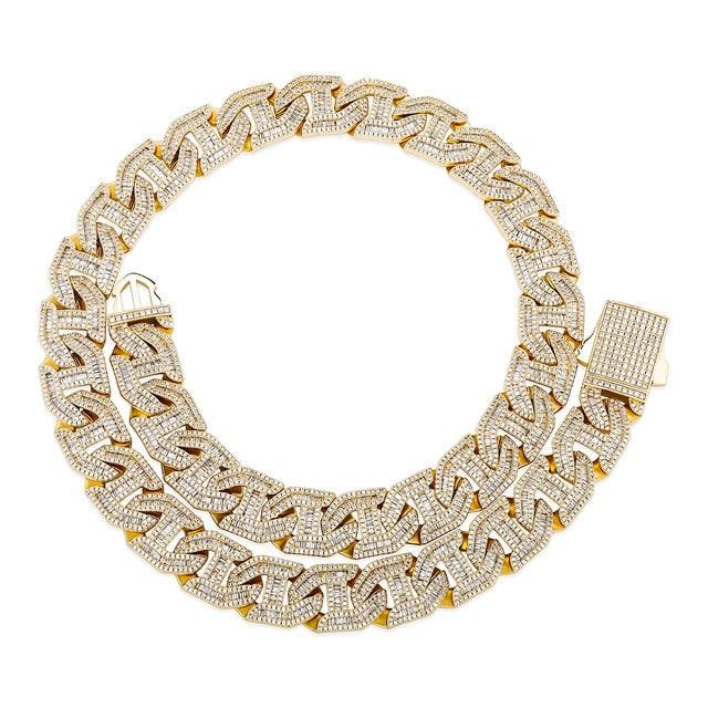 16mm Baguette Chain Link Necklace - Palm Jewellers