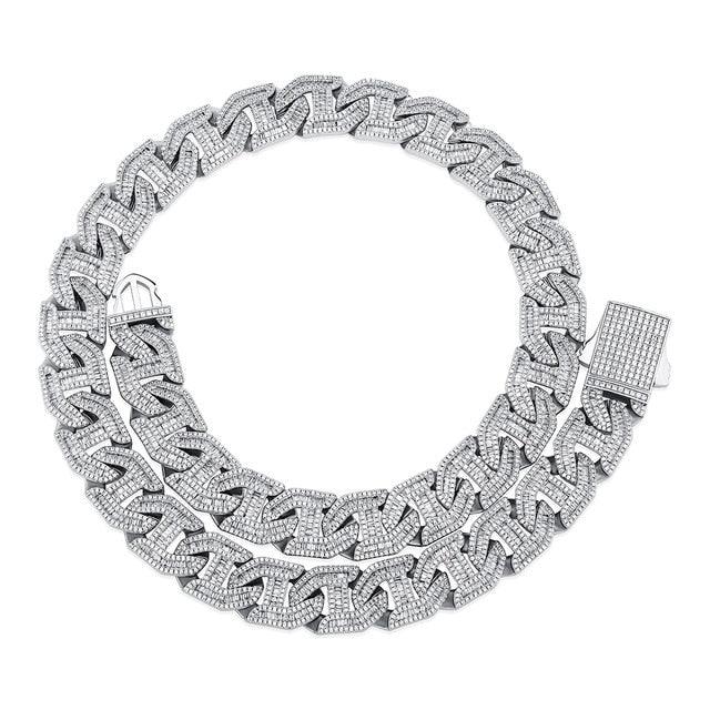 16mm Baguette Chain Link Necklace - Palm Jewellers