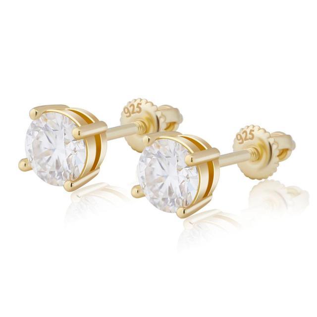 925 Silver VVS1 Moissanite Round Cut Diamond Earrings - Palm Jewellers