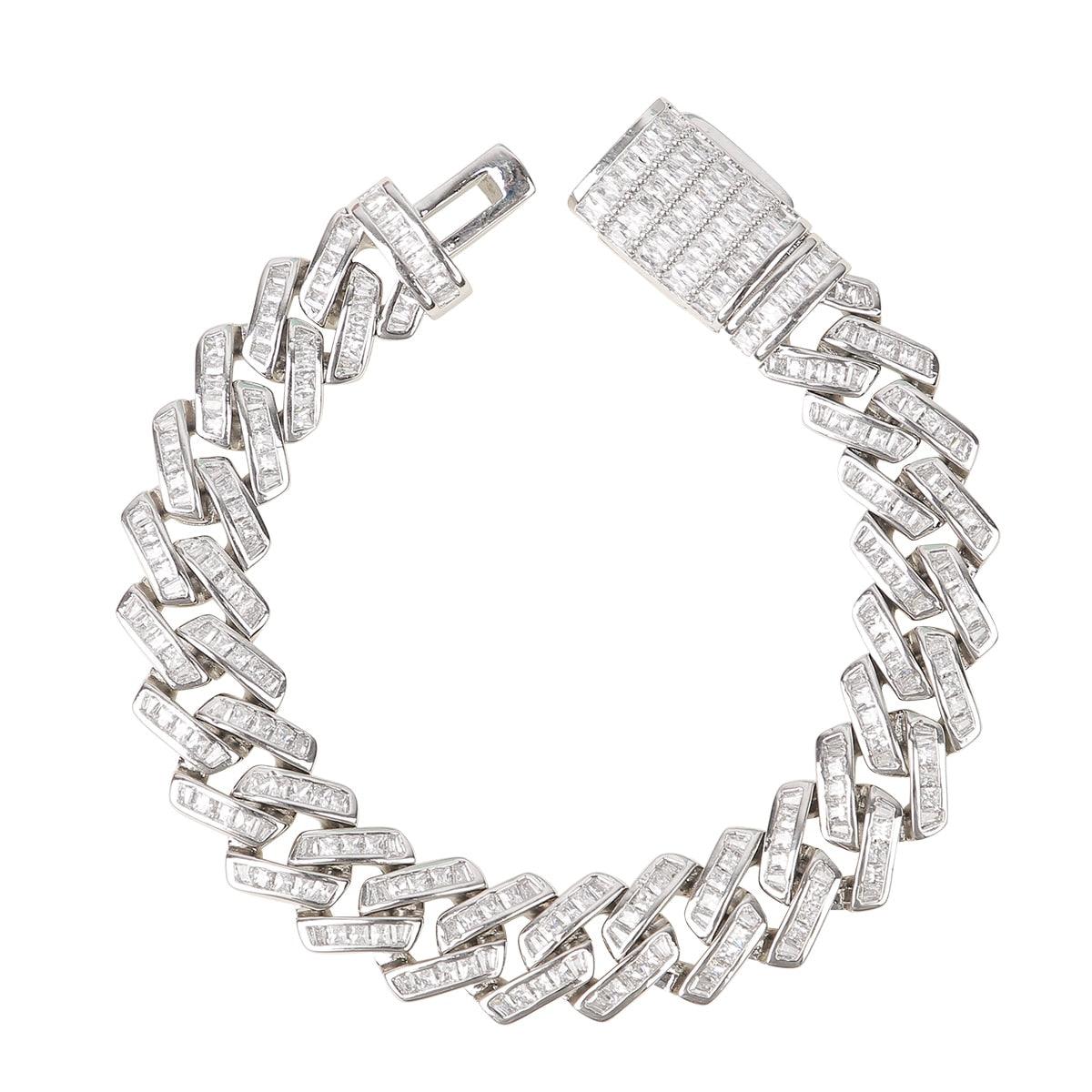 11mm Baguette Prong Cuban Bracelet - Palm Jewellers
