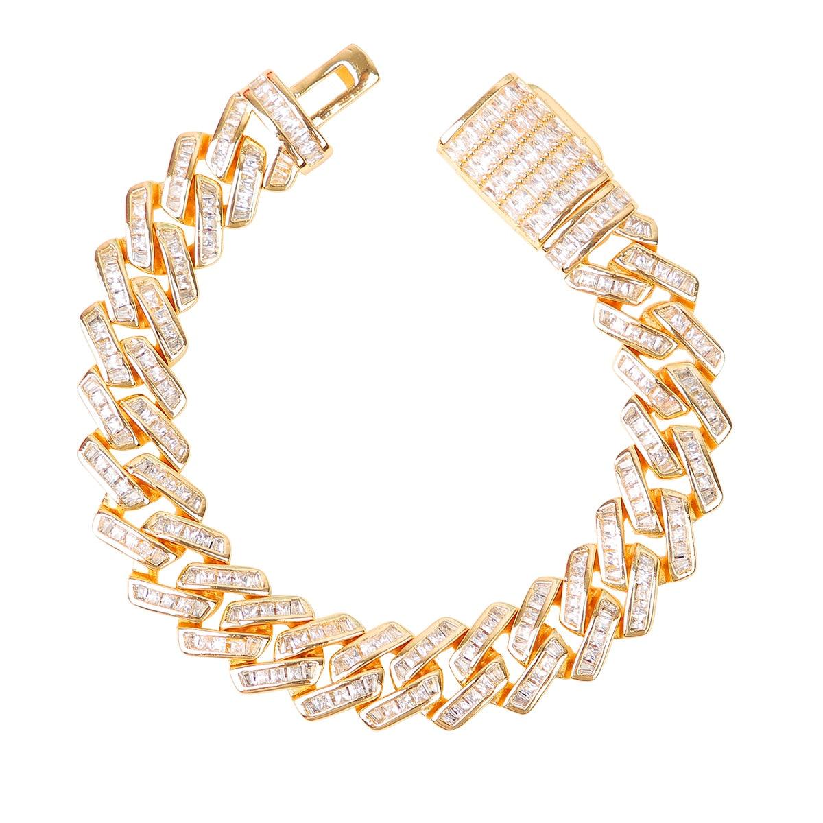 11mm Baguette Prong Cuban Bracelet - Palm Jewellers