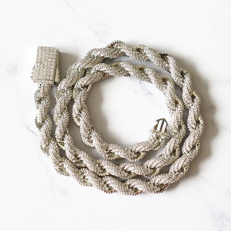 8mm Iced Out Rope Chain - Palm Jewellers