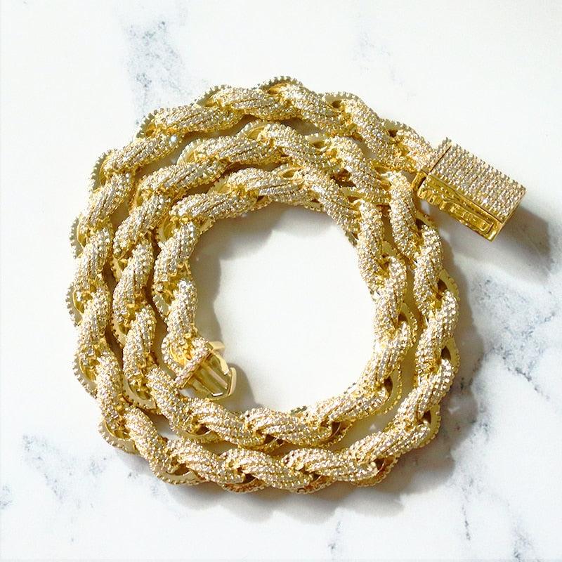 8mm Iced Out Rope Chain - Palm Jewellers