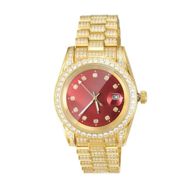 Iced Out Presidential Watch in Yellow Gold - Palm Jewellers