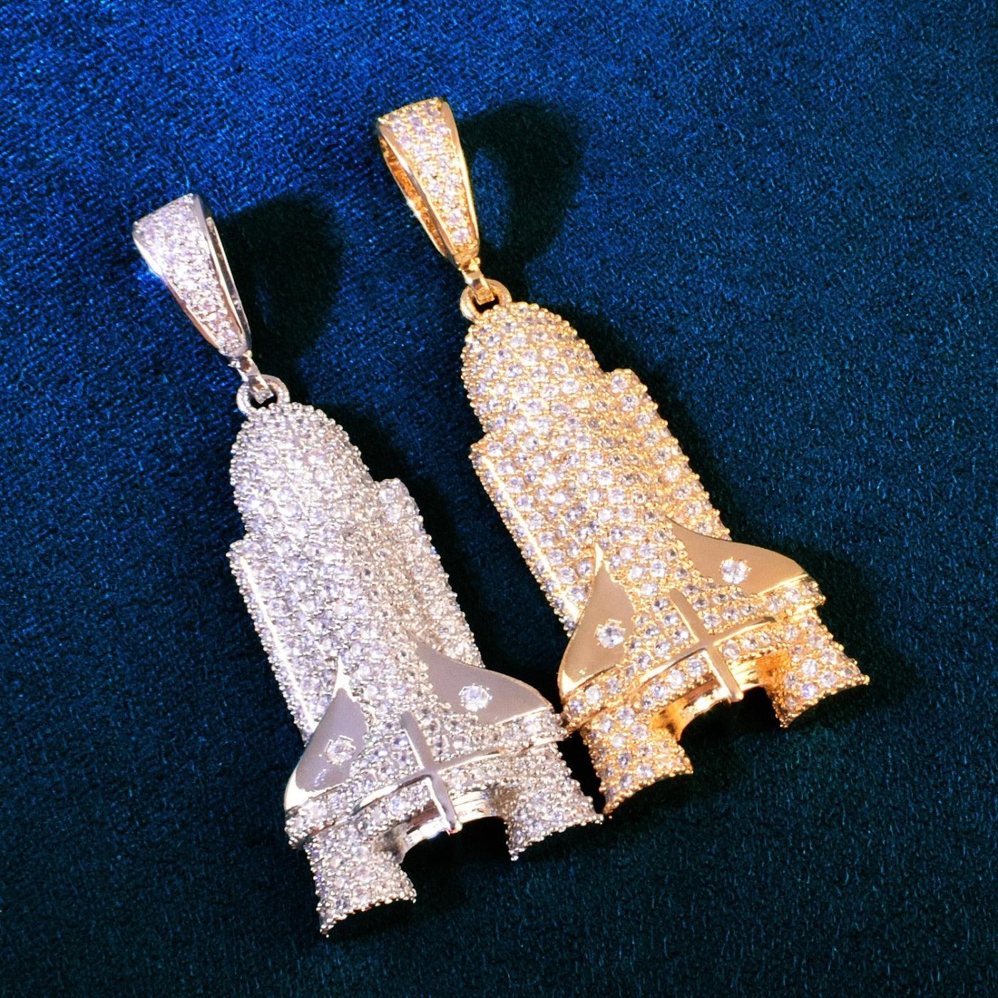 Iced Rocket Pendant With 4mm Tennis Chain - Palm Jewellers