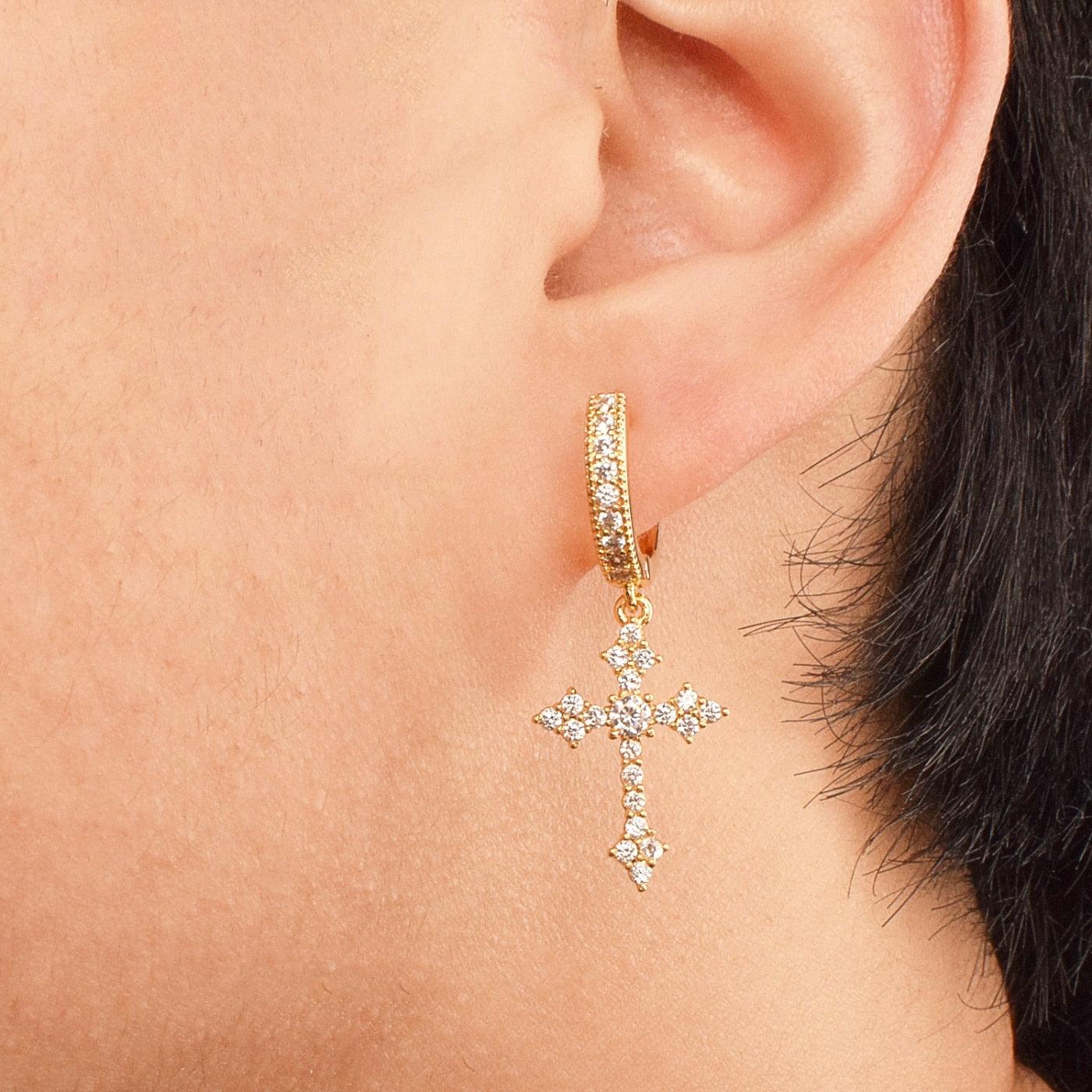Iced Cross Earrings - Palm Jewellers