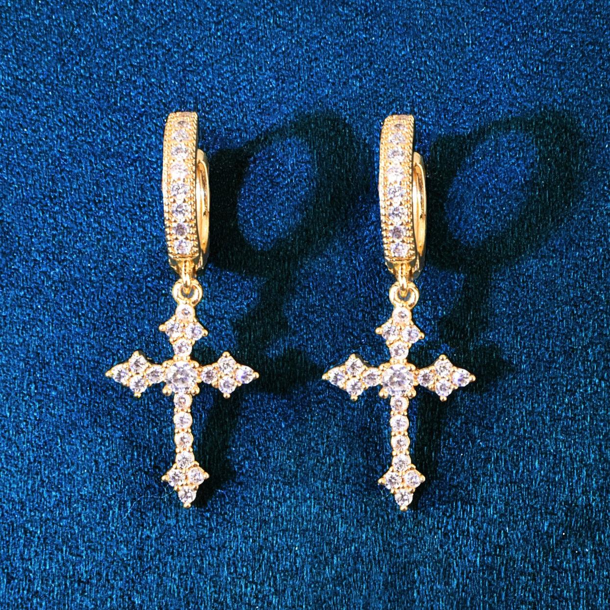 Iced Cross Earrings - Palm Jewellers