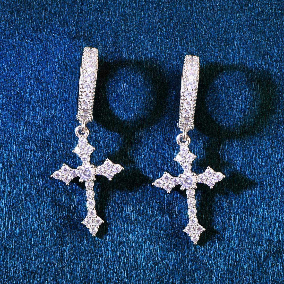 Iced Cross Earrings - Palm Jewellers