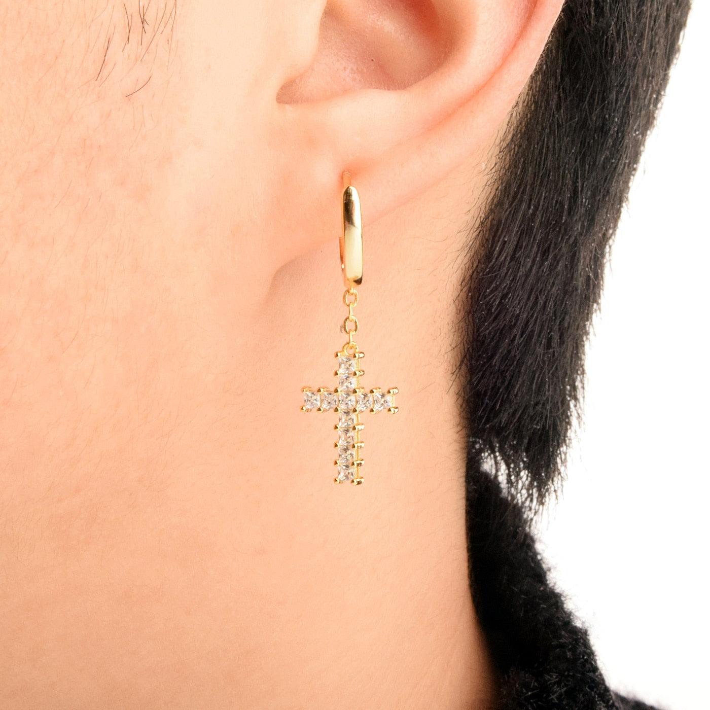 Baguette Cross Earrings - Palm Jewellers