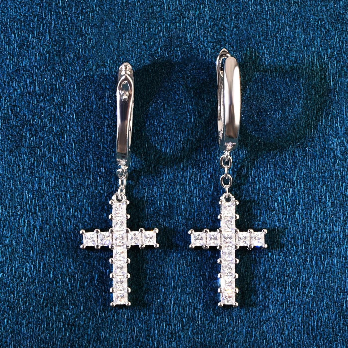 Baguette Cross Earrings - Palm Jewellers