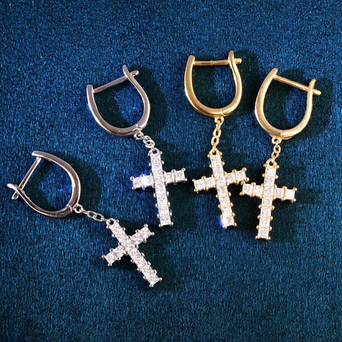 Baguette Cross Earrings - Palm Jewellers