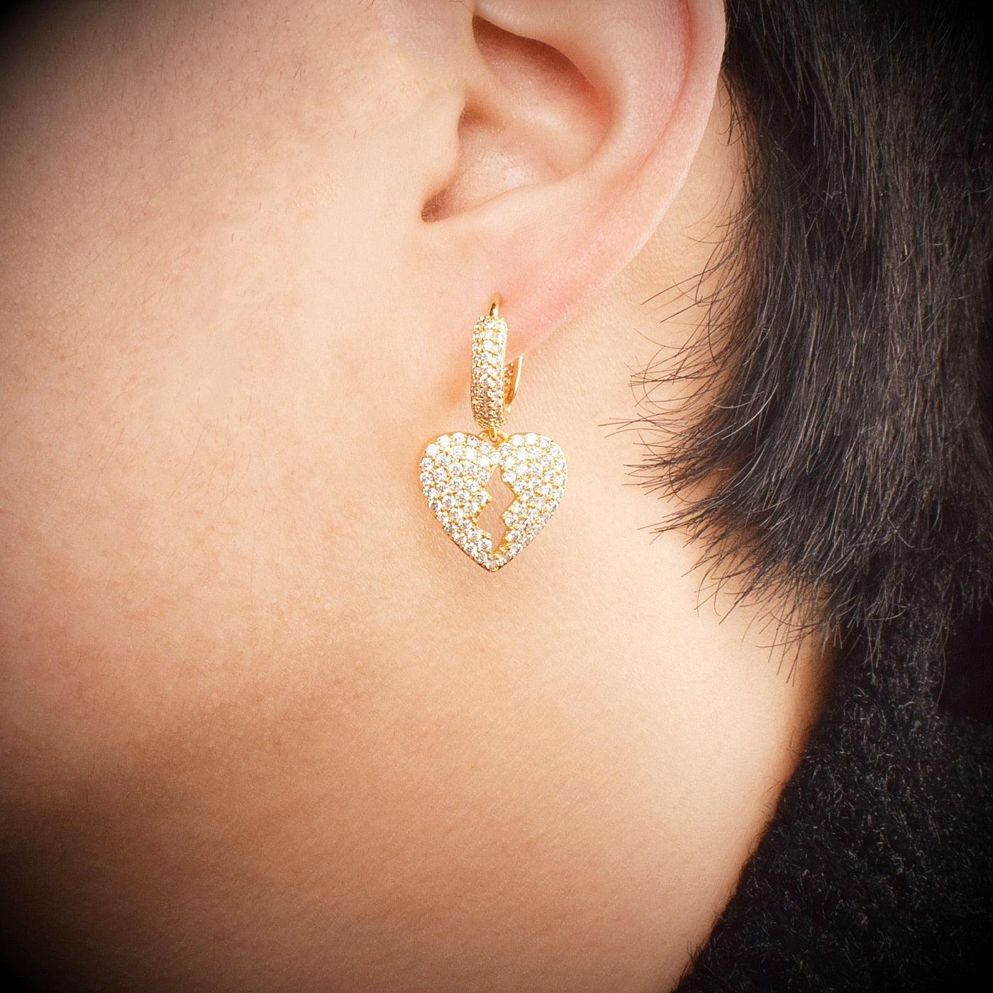 Iced Heart Earrings - Palm Jewellers