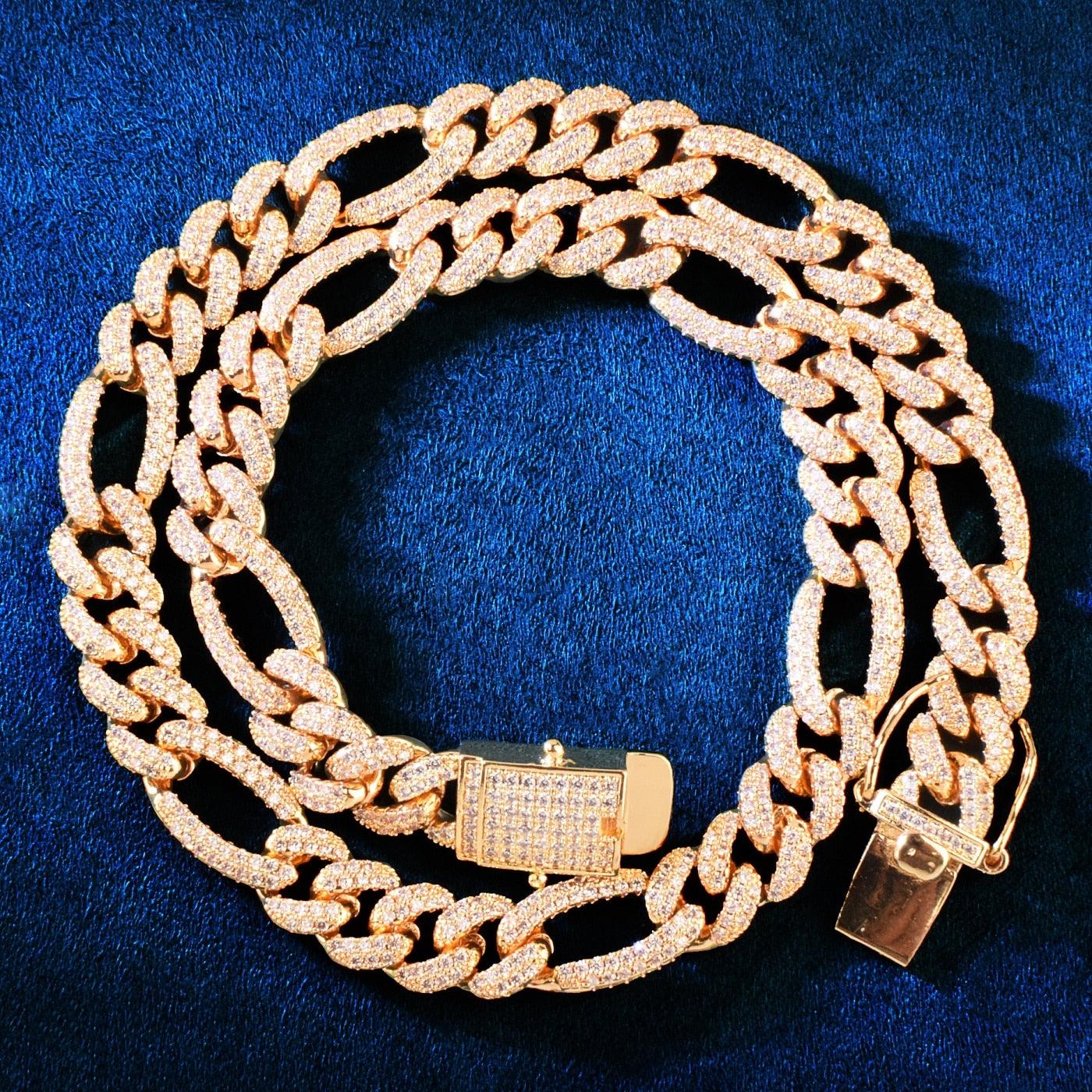 8mm Iced Figaro Chain - Palm Jewellers