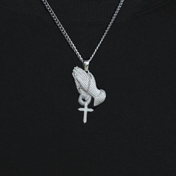 Iced Praying Hand Pendant - Palm Jewellers