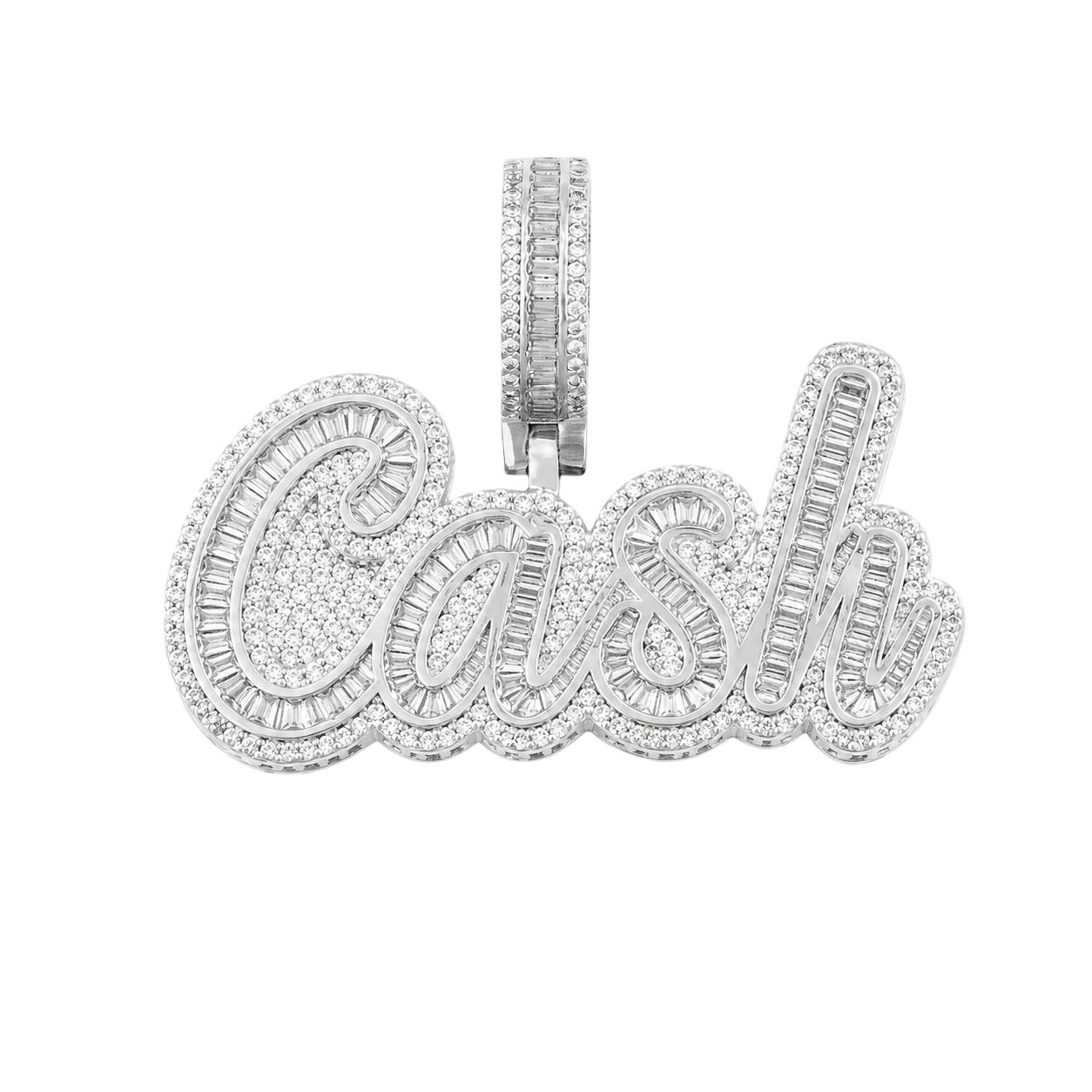 3D Baguette Script Custom Pendant