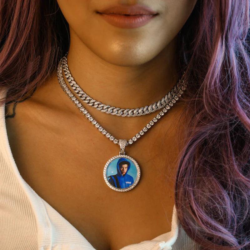 Iced Custom Photo Pendant With Chain - Palm Jewellers