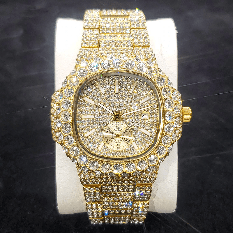 Iced Out Nautical Watch - Yellow Gold - Palm Jewellers
