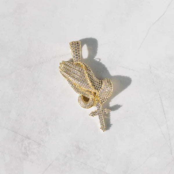 Iced Praying Hand Pendant - Palm Jewellers