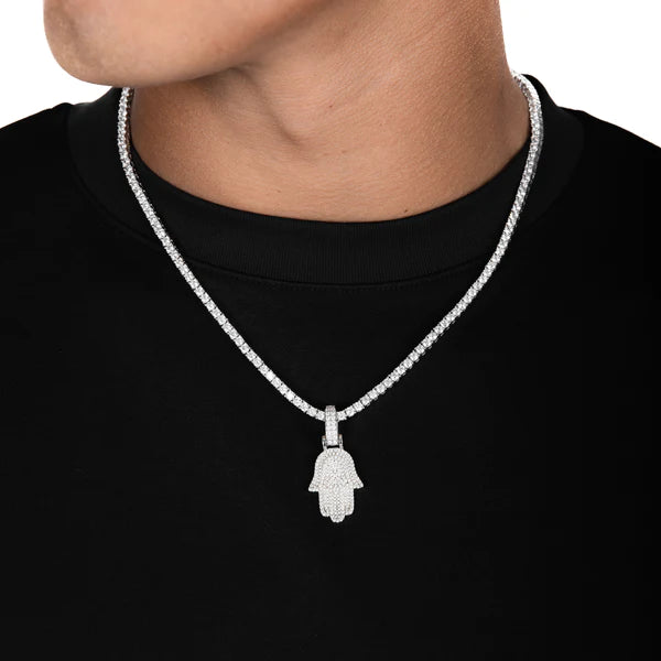 Iced Hamsa Hand Pendant