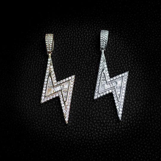 Iced Lightning Bolt Pendant - Palm Jewellers