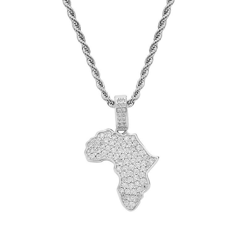 Iced Africa Map Pendant - Palm Jewellers