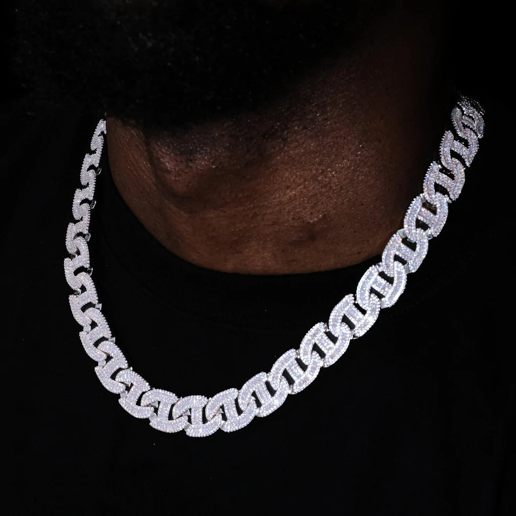 16mm Baguette Chain Link Necklace - Palm Jewellers