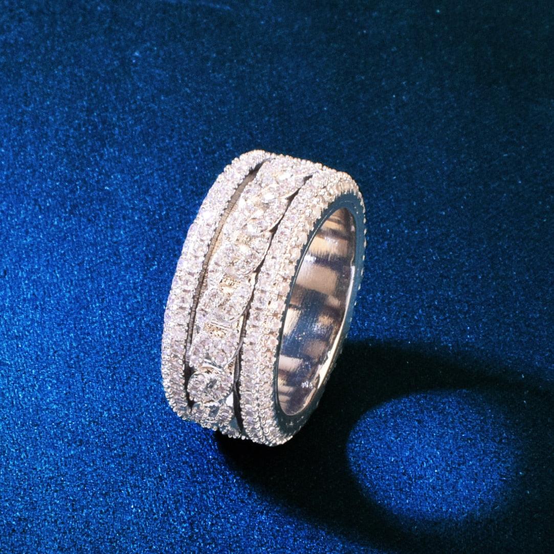 Clustered Spinning Iced Band Ring - Palm Jewellers