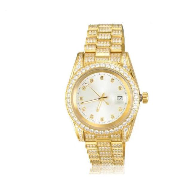 Iced Out Presidential Watch in Yellow Gold - Palm Jewellers