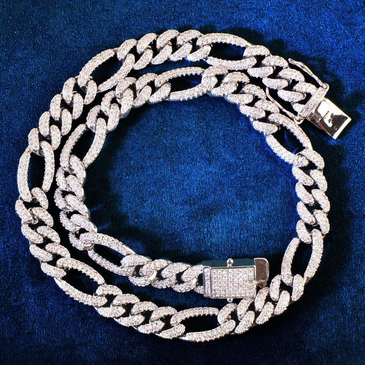 8mm Iced Figaro Chain - Palm Jewellers